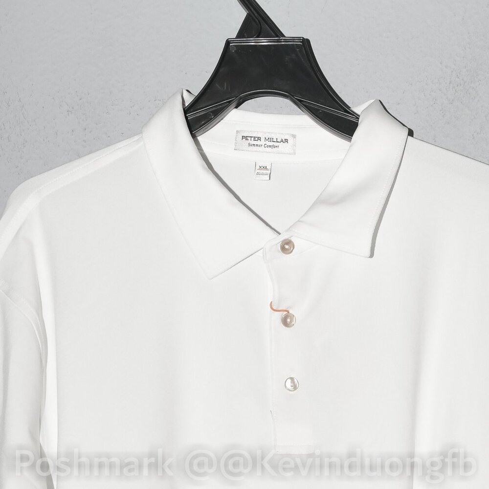 Peter Millar Men's White Solid Performance Polo -… - image 4